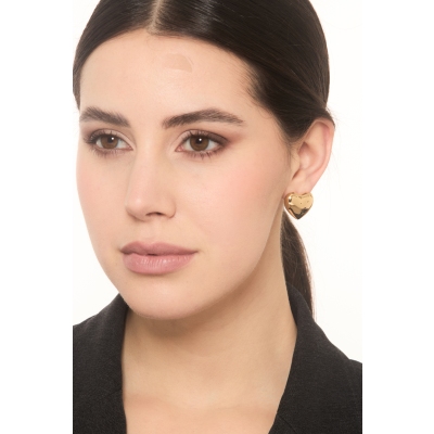 Orecchini a cuore bombati lucidi in oro giallo 18k