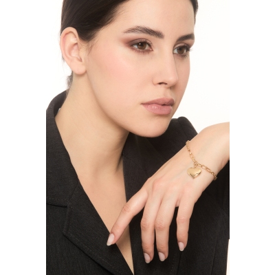 Bracciale in oro giallo 18k con pendente cuore