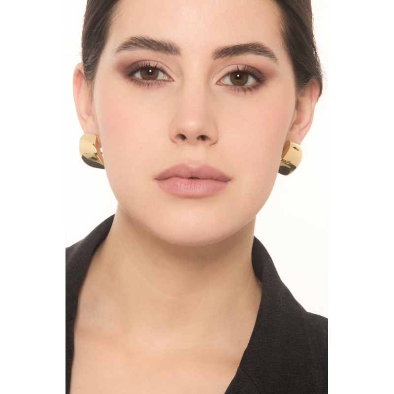 Orecchini rettangolari sinuosi in oro giallo 18k