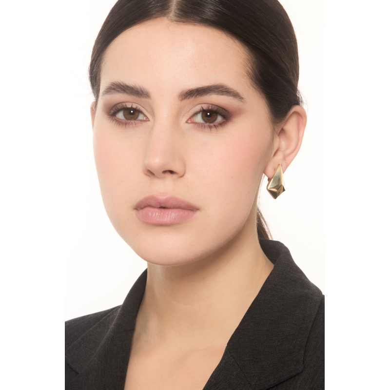 Orecchini geometrici lucidi in oro giallo 18k