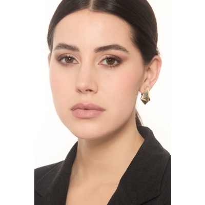 Orecchini geometrici lucidi in oro giallo 18k