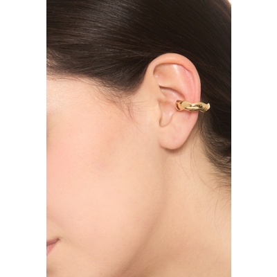 Earcuff lucido ondulato in oro giallo 750