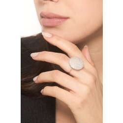 Anello tondo pavè diamanti in oro bianco 18k 2