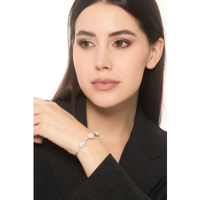 Bracciale in oro bianco 750 con 3 cuori in diamanti