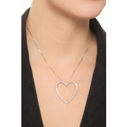 Collana in oro bianco 750 con cuore grande in diamanti 2