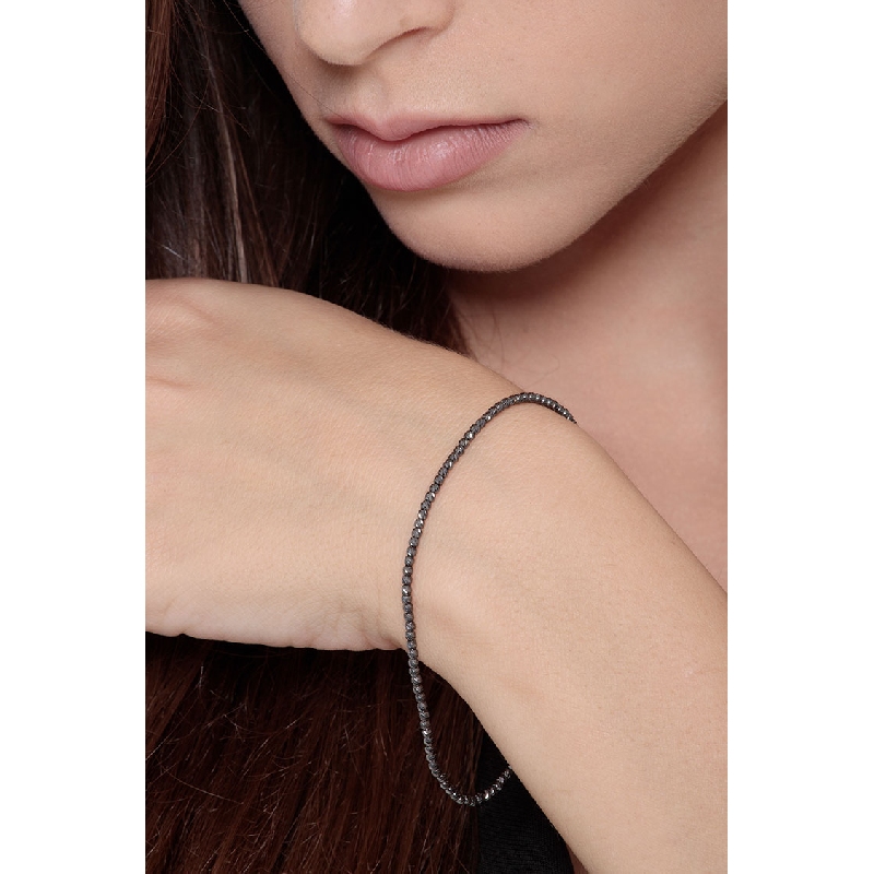 Bracciale Elegante Uomo E Donna Con Zirconia Cubica: Oro E Nero, Chiusura Regolabile