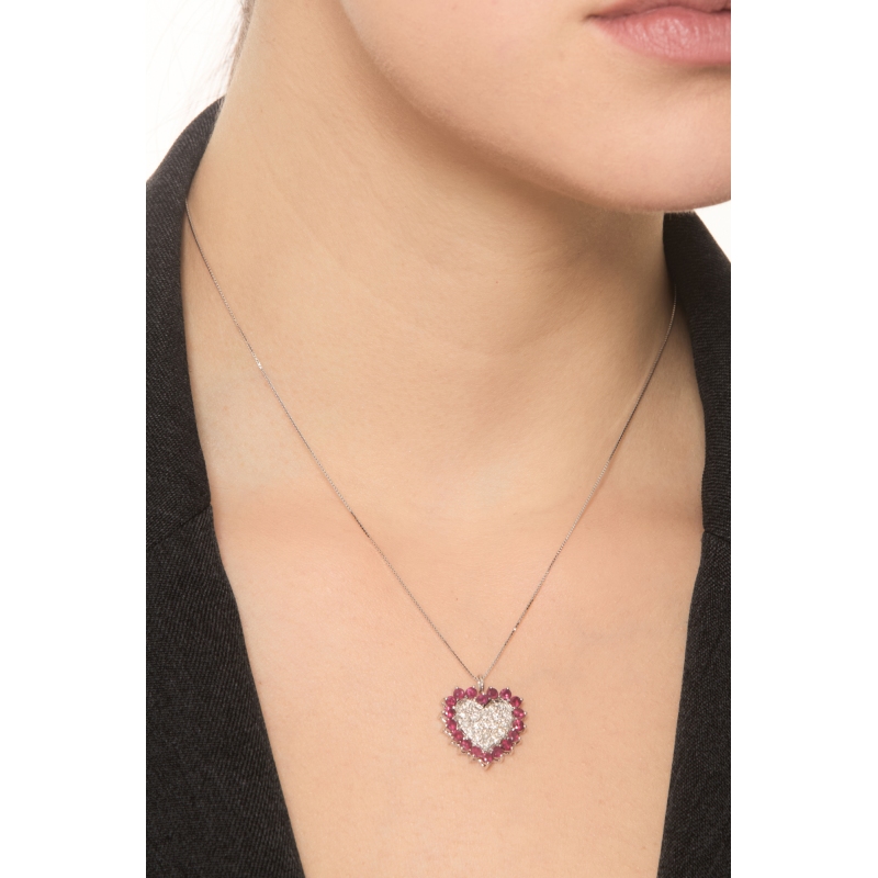Collana Girocollo A Strati Con Ciondolo Cuore – Placcata Oro – Gioiello Moda Donna Con Confezione Regalo
