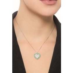 CIONDOLO CUORE PAVÈ IN BRILLANTI E CONTORNO IN SMERALDI 2