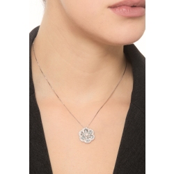 Collana acquamarina fiore e diamante in oro bianco  2
