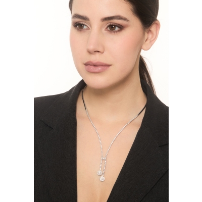 Collana design in oro bianco 18k con diamanti