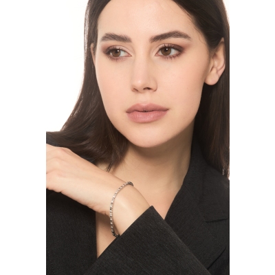 Bracciale tennis in oro bianco 18k alternato in diamanti