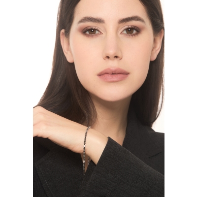 Bracciale Tennis in oro Bianco 18k Diamanti neri e bianchi