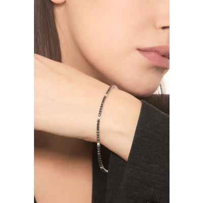 Bracciale Tennis in oro Bianco 18k Diamanti neri e bianchi