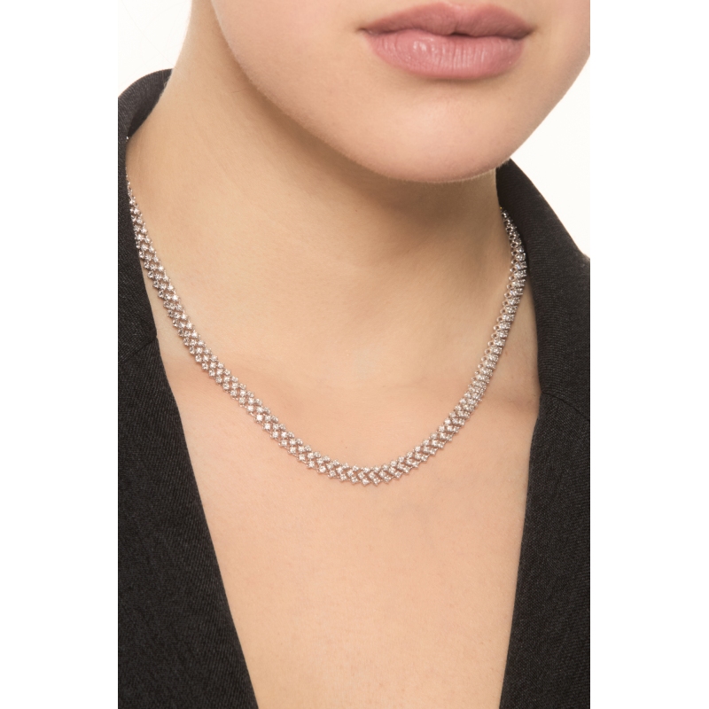 Collana design diamanti in oro bianco 18k