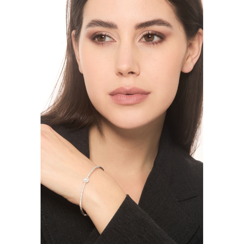 Bracciale semirigido in oro bianco 18k con diamanti