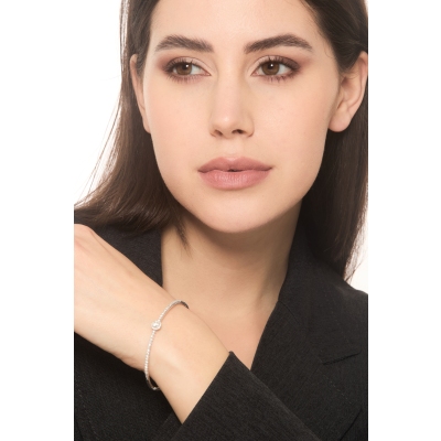 Bracciale semirigido in oro bianco 18k con diamanti