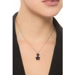 Collana in oro bianco 18k con due fiori in zaffiri blu 2