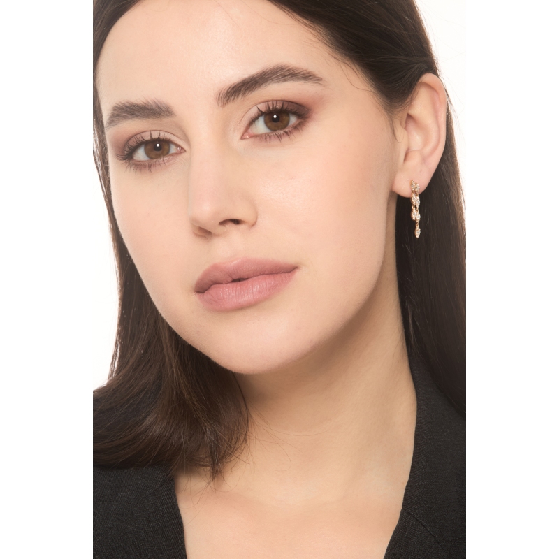 18k rose gold earrings pendant with diamonds