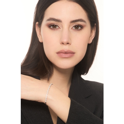 Bracciale semirigido in oro bianco 750 con diamanti