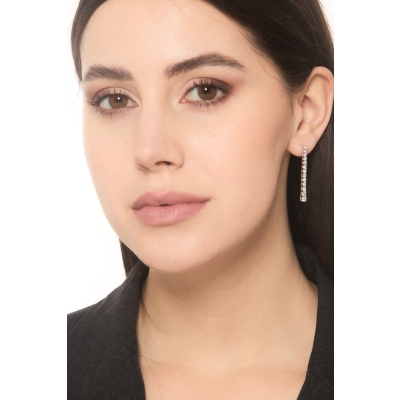 Orecchini a scalare tennis in oro bianco 750 con diamanti