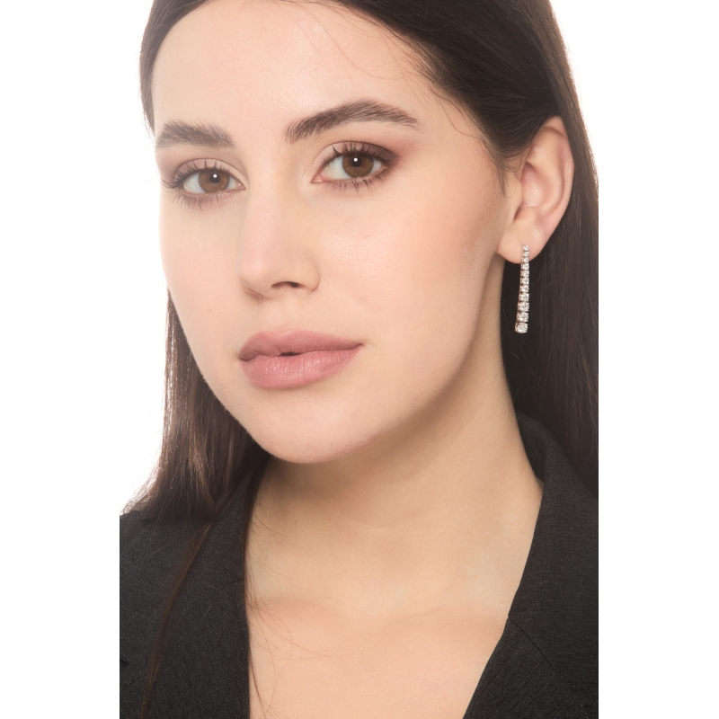 Orecchini in oro bianco 18k tennis a scalare con diamanti