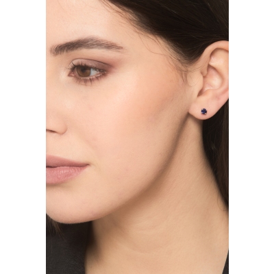 Orecchini punto luce zaffiri blu in oro bianco 18k