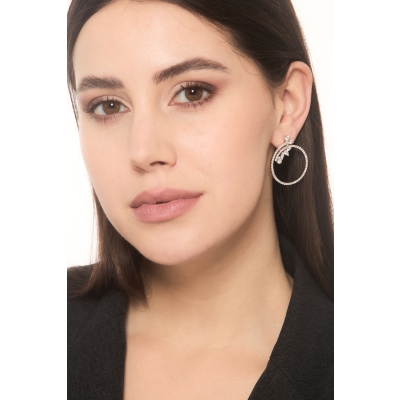 Hoop earrings in white gold 18k with diamonds