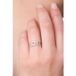 Anello personalizzabile in oro Bianco 18k e diamanti, LOVE 2