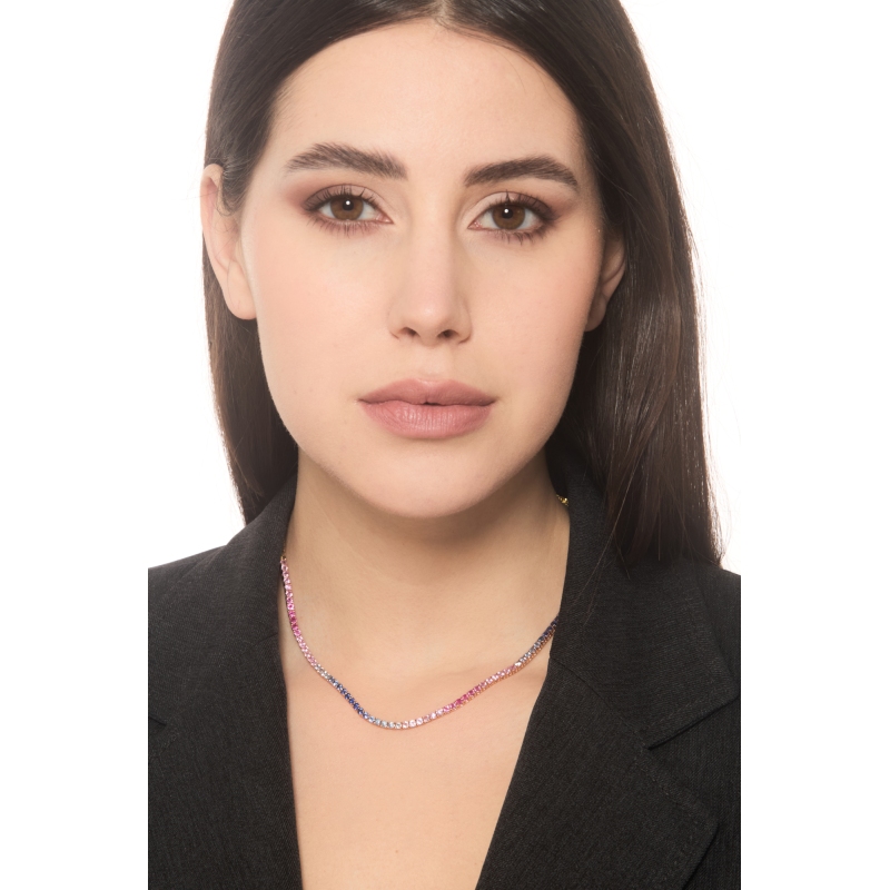 Collana con Zaffiro Rainbow, Girocollo Tennis