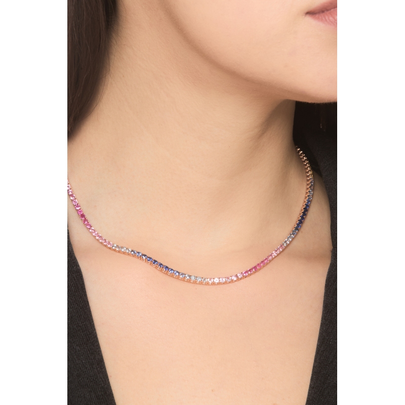 Collana con Zaffiro Rainbow, Girocollo Tennis