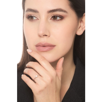 Solitario in oro bianco 18k a 8 griffe con diamante, 0,30 ct