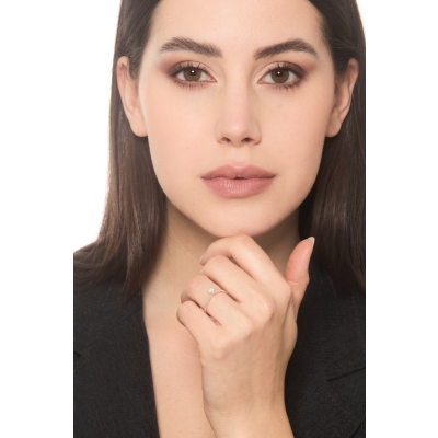 Solitario 8 griffe in oro bianco 18k con diamante, 0,20 ct