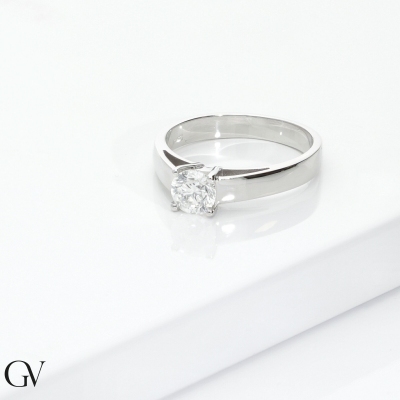 Anello solitario in oro bianco 18k con diamante da 0.70 ct