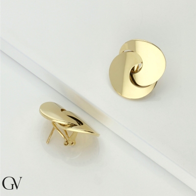 Orecchini due cerchi intrecciati in oro giallo 18k