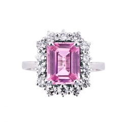 Ring in white gold 18k with pink sapphire  2