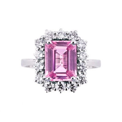 Ring in white gold 18k with pink sapphire 
