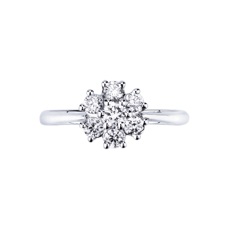 White gold 18k ring with diamonds' flower