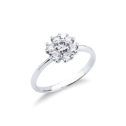 White gold 18k ring with diamonds' flower