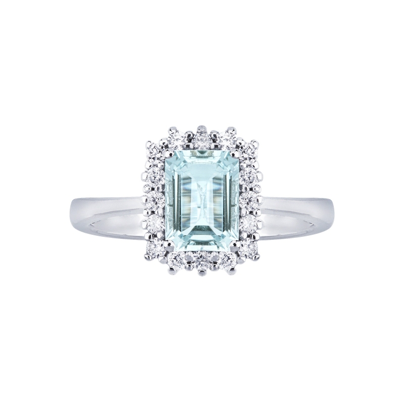 18k white gold with aquamarine and diamonds 