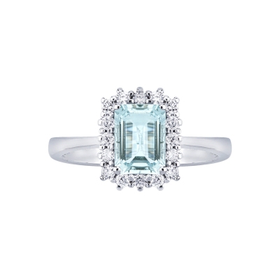 18k white gold with aquamarine and diamonds 