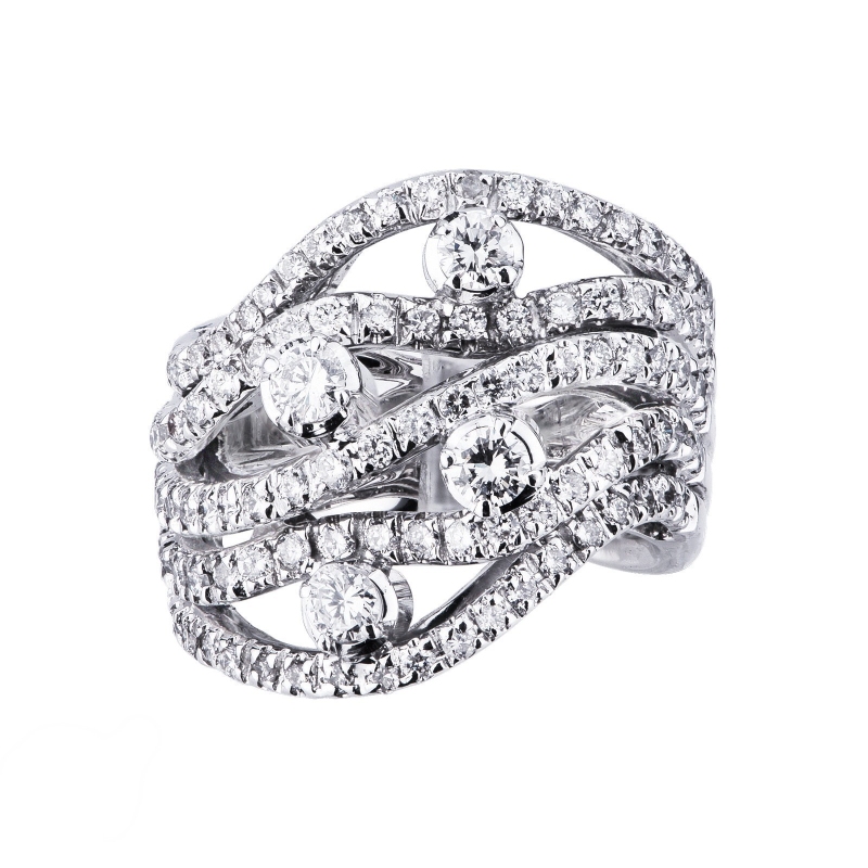 Big band diamond ring in white gold 18k 