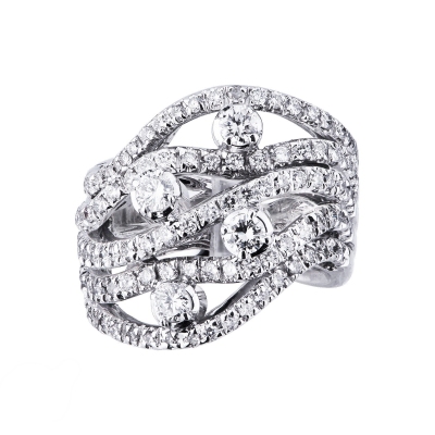 Big band diamond ring in white gold 18k 