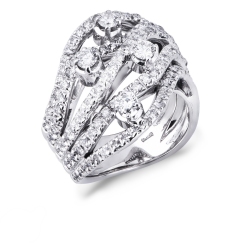 Big band diamond ring in white gold 18k 