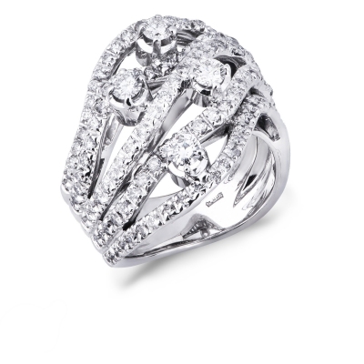 Big band diamond ring in white gold 18k 