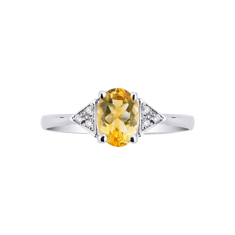 White gold 18k ring with citrine and diamonds 