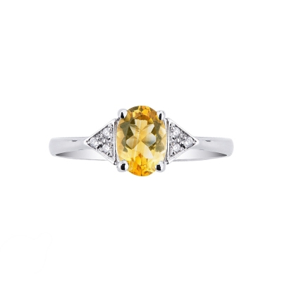 White gold 18k ring with citrine and diamonds 