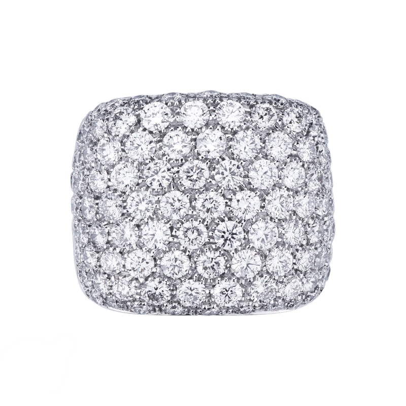 White gold 18k band ring with diamonds pavé