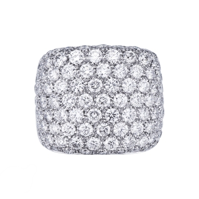 White gold 18k band ring with diamonds pavé