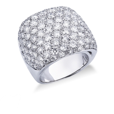 White gold 18k band ring with diamonds pavé