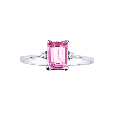 Ring in white gold 18k with pink sapphire and diamonds
